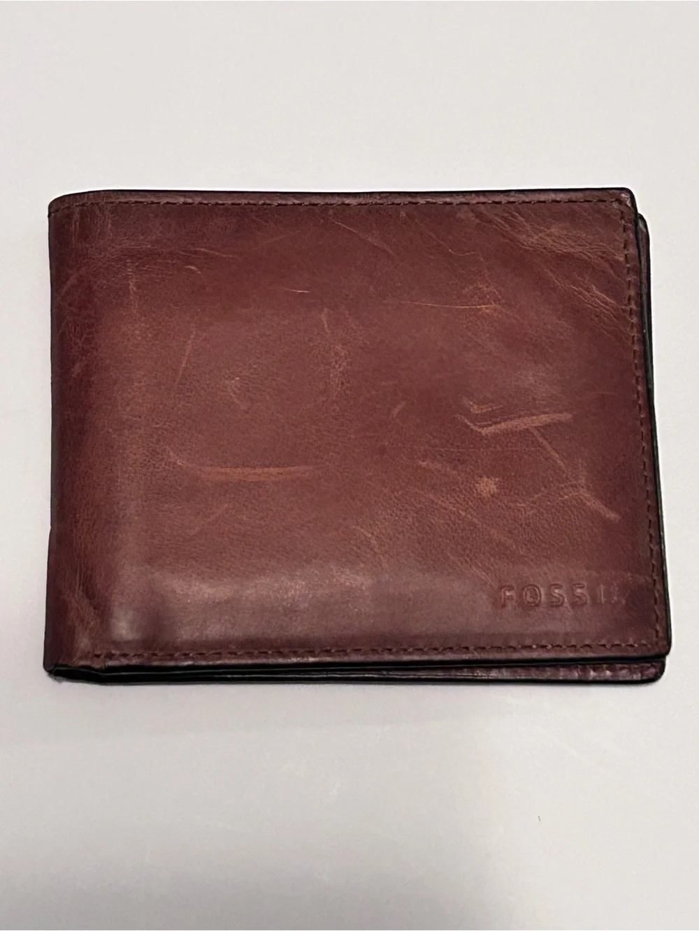 Fossil Derrick Buffalo Hide Leather RFID Passcase Wallet Bifold Men’s 4.25”x3.5”